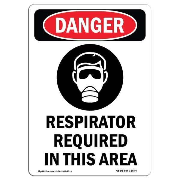 OSHA Sign, Respirator Required, 24in X 18in Peel Stick Wall Graphic, 18